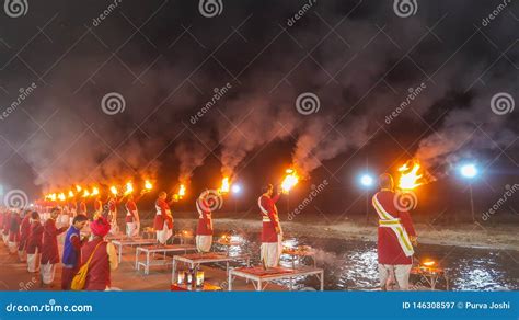 Ganga Aarti At Dashashwamedh Ghat, Varanasi, India Editorial Image ...