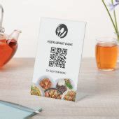 Restaurant Logo Digital Menu QR Code Pedestal Sign | Zazzle