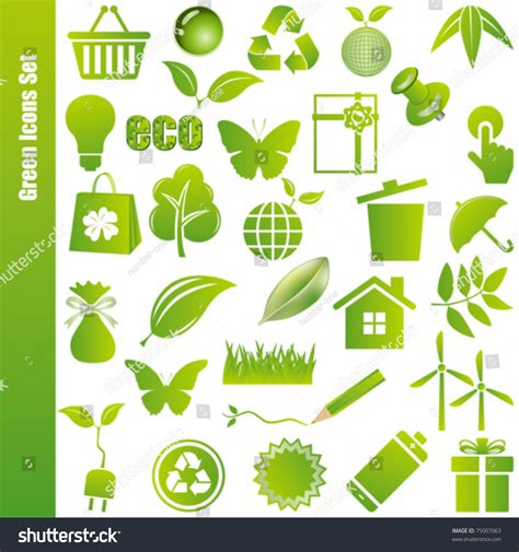 Green Icons Set Illustration Vector Stock Vector (Royalty Free) 75007063 | Shutterstock