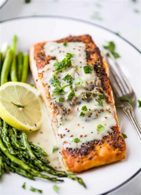 Pan Seared Salmon with Creamy Dijon Sauce | Joyful Healthy Eats