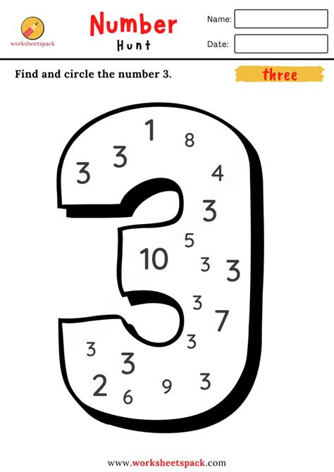 Number hunt activity for preschoolers (1-10) - Printable and Online Worksheets Pack Prek Math ...