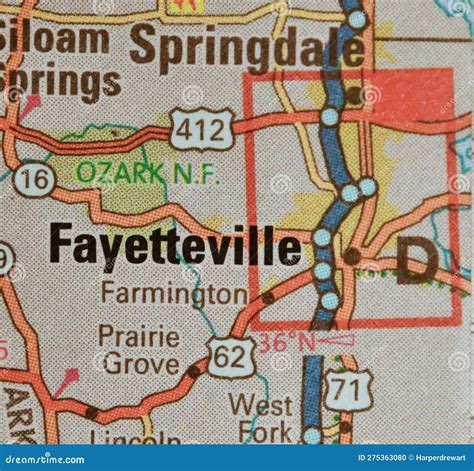 Map Image of Fayetteville, Arkansas Stock Photo - Image of springs ...