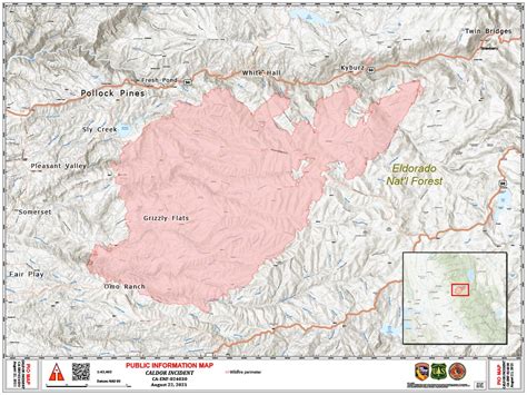 California Caldor Fire Briefing Map and Public Information Map for Sunday, August 22, 2021 ...