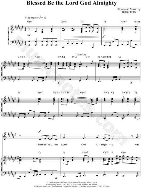 Bob Fitts "Blessed Be the Lord God Almighty" Sheet Music in F# Major (transposable) - Download ...