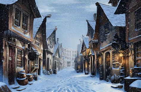 HD wallpaper: Artistic, Winter, Diagon Alley, Harry Potter, House, Snow ...