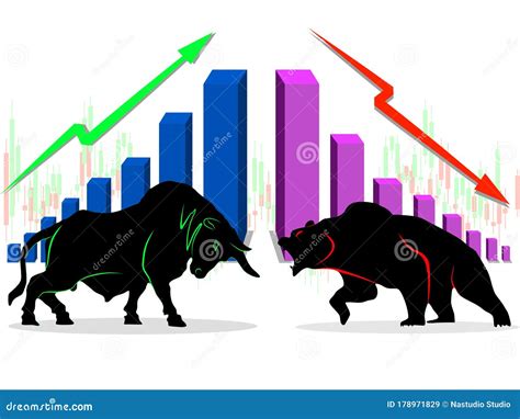 Bull and Bear Stock Market Financial Bar Chart Stock Vector - Illustration of upward, trading ...