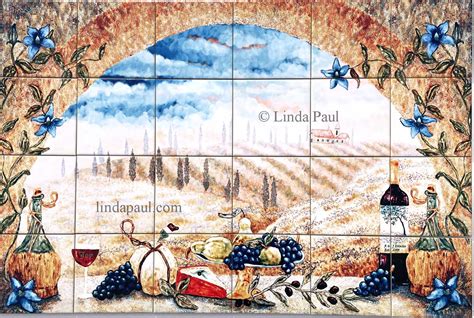 Italian tile murals - Tuscan Kitchen Backsplash tiles