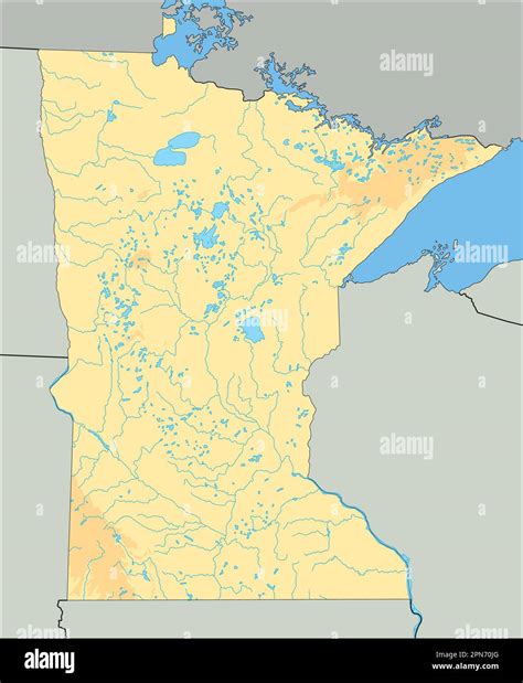 High detailed Minnesota physical map Stock Vector Image & Art - Alamy