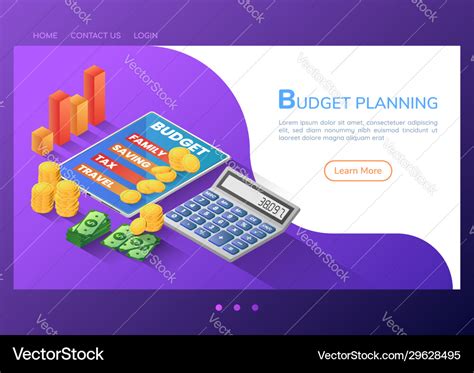 Isometric web banner budget planning application Vector Image