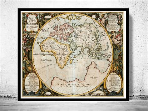 Old World Map 1652 Vintage Map Wall Map Print - VINTAGE MAPS AND PRINTS