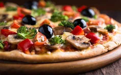 wallpaper pizza, mushrooms, olives HD : Widescreen : High Definition : Fullscreen