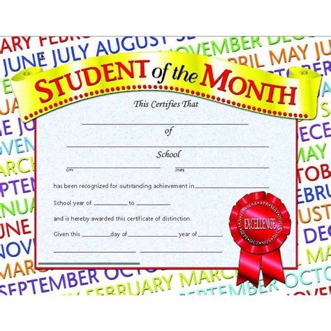 Hayes Student of The Month Certificate, 8.5" x 11", Pack of 30 - Walmart.com - Walmart.com