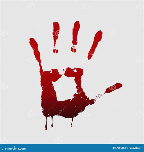 Close Up of Bloody Handprint on White Background. Stock Vector - Illustration of ketchup ...