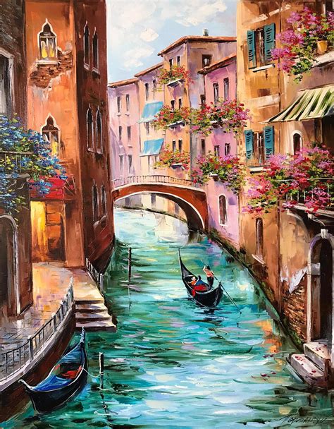 Venedig Malerei Italien Original Öl Kunst Gondel Kunstwerk | Etsy