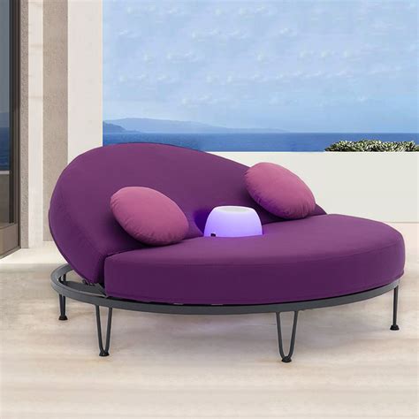 Patio Daybed Round Outdoor Daybed Convertible with Bluetooth Speaker LED and Pillow - Outdoor ...