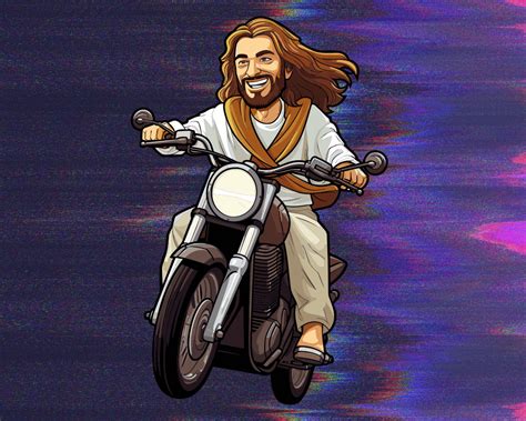 Jesus Christ on a Motorbike Sticker - Etsy