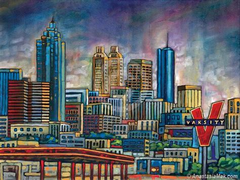 Atlanta art, Skyline painting, Atlanta skyline