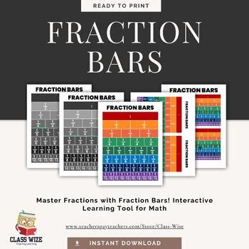 Fraction Bars Anchor Chart Interactive Posters, Black and White & Color ...