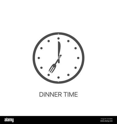 Dinner time vector icon Clock, fork, knife for eating time Stock Vector ...