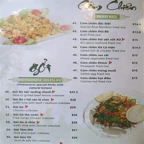 Menu at Blue Bamboo restaurant, Braybrook