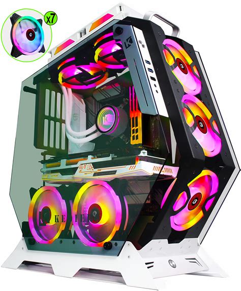 Buy KEDIERS PC Case - ATX Tower Tempered Glass Gaming Computer Open Frame Case with 7 RGB Fans ...