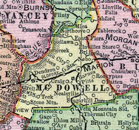 McDowell County, North Carolina, 1907, Map, Cram, Marion, Old Fort ...