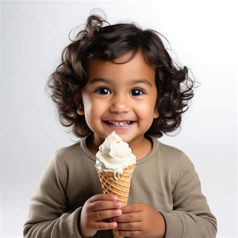 Indian happy kid eating ice cream | Premium AI-generated image