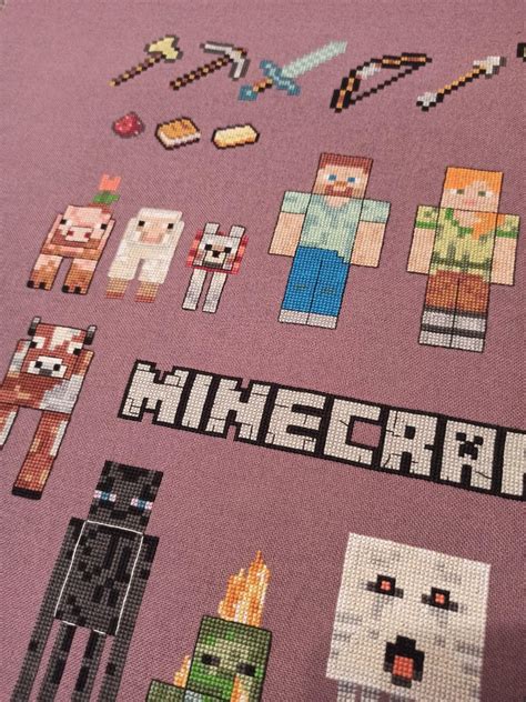 Minecraft sampler Cross stitch pattern Digital Download DMC | Etsy