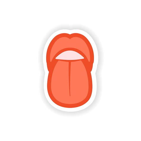Paper sticker on white background mouth and tongue vector eps ai | UIDownload