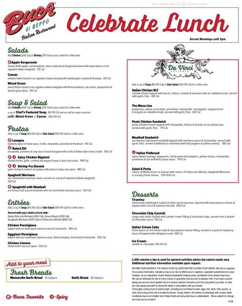 Online Menu of Buca di Beppo Italian Restaurant Restaurant, Palo Alto ...