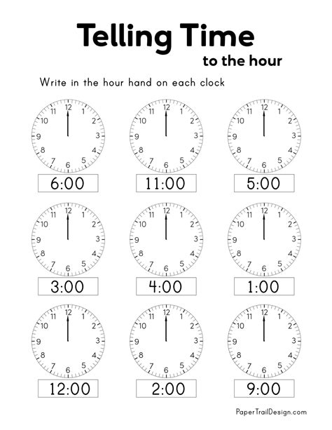 Free Printable Telling Time Worksheets - Paper Trail Design in 2022 ...