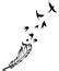 Feather and Birds. Black and White Vector Illustration of Stylized Feather with Silhouettes of ...
