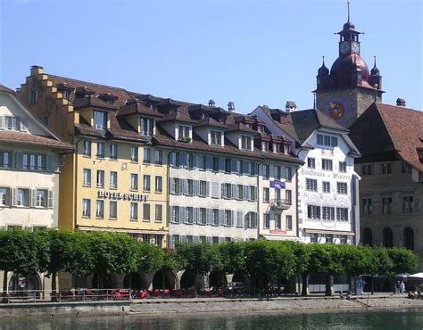 Lucerne - Hotels by Reuss River | Four small hotels along th… | Flickr