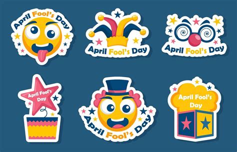 April Fool's Day Sticker Set 6120775 Vector Art at Vecteezy