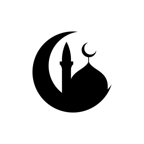 Flat vector illustration of mosque and crescent silhouette logo concept ...