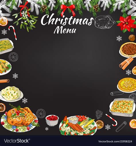 Hand-drawn chalk restaurant festive menu template Vector Image