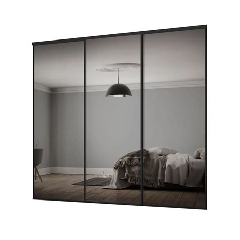 Classic Mirrored Sliding wardrobe door kit (H)2260 mm (W)2216mm, Pack ...