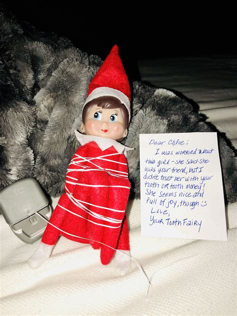 2020 Elf on the Shelf tooth fairy prank with dental floss | Tooth fairy, Elf on the shelf, Elf fun