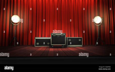 Virtual music stage 3D rendering background. Ideal for music shows, live events or performances ...