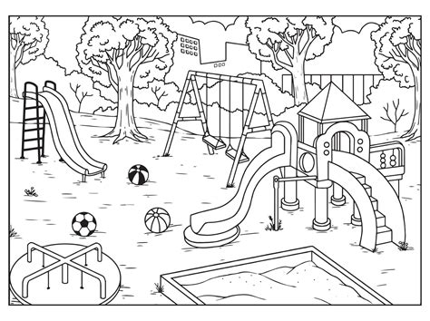 Vector Illustration Of A Playground Suitable For Coloring Book – NBKomputer