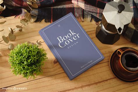 Book Cover Wooden Table Mockup Vector Download