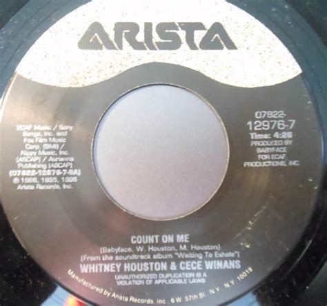 Whitney Houston & CeCe Winans - Count On Me (Vinyl, 7", Single) | Discogs