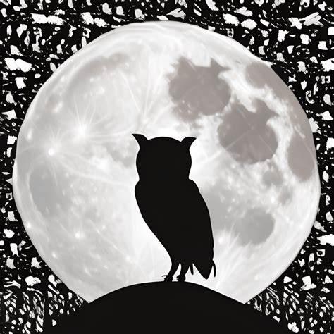 Owl Silhouette Full Moon Graphic · Creative Fabrica