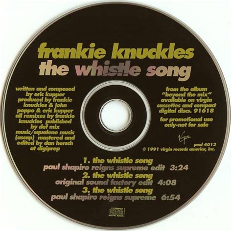 Frankie Knuckles - The Whistle Song (1991, CD) | Discogs