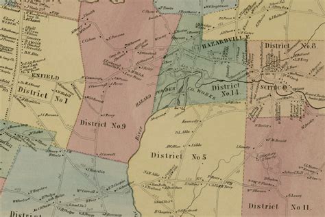 Historic landowners map of Enfield, Connecticut from 1869 - CT Restored