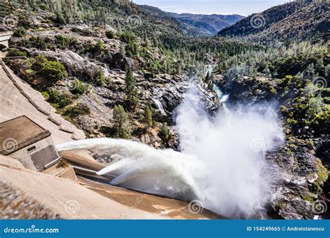 Water Release at O`Shaughnessy Dam Due To High Levels of Snow Melt at Hetch Hetchy Reservoir in ...