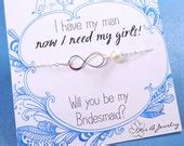 Items similar to Bridesmaid gifts, Be my bridesmaid, asking bridesmaids, infinity necklace ...