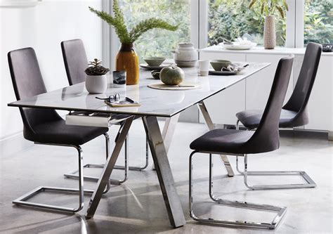 30 Collection of Modern Glass Top Extension Dining Tables in Stainless