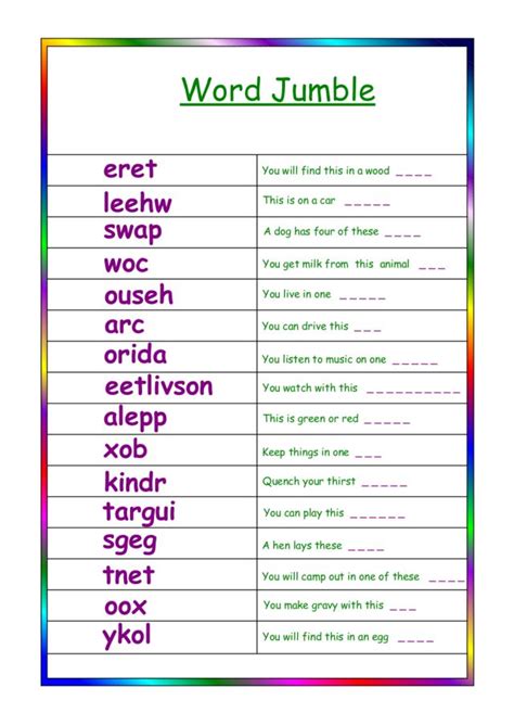 100 Jumbled Words For Grade 1 Worksheets Free Printable Pdf Jumbled ...