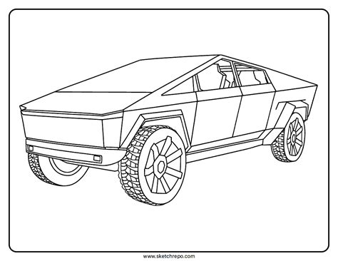 Tesla Cybertruck Coloring Page - Sketch Repo